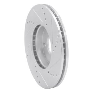 Mazda 2 Brake Rotor (1) - Front Left - R1 Concepts - Drilled & Slotted - Silver - `16-`25